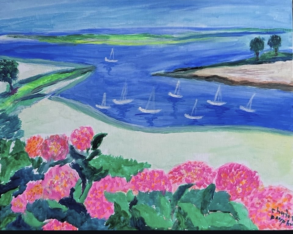 Matin de roses sur l'étang aux voiliers