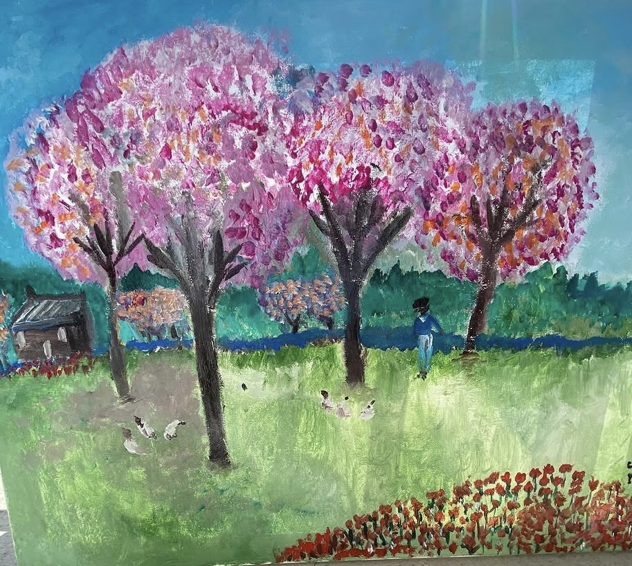Sous les cerisiers en lumière