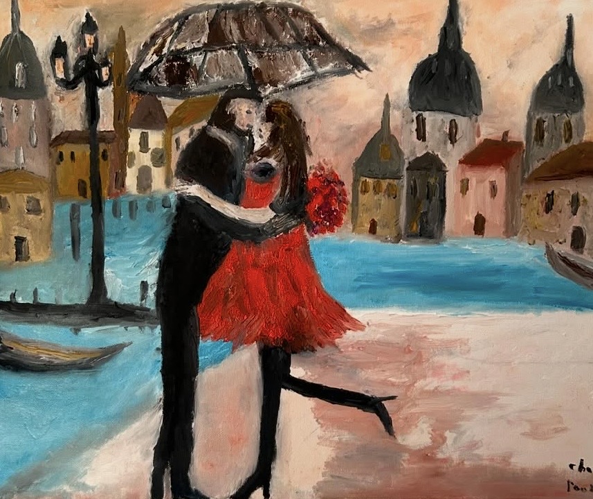Baiser sous la pluie vénitienne